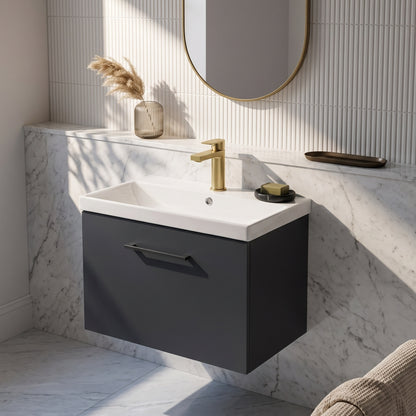 Fairford Aspri Soft Black 600mm 1 Drawer Wall Hung Vanity Unit