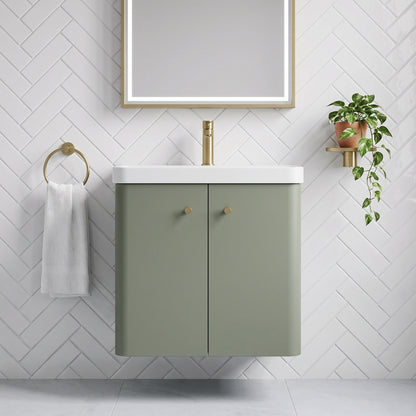 Fairford Crayo Satin Green 600mm 2 Door Wall Hung Vanity Unit