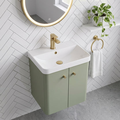 Fairford Crayo Satin Green 500mm 2 Door Wall Hung Vanity Unit