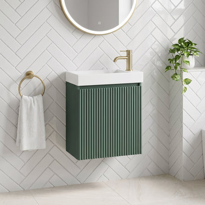 Fairford Fluted Reed Green 400mm Wall Hung Vanity Unit