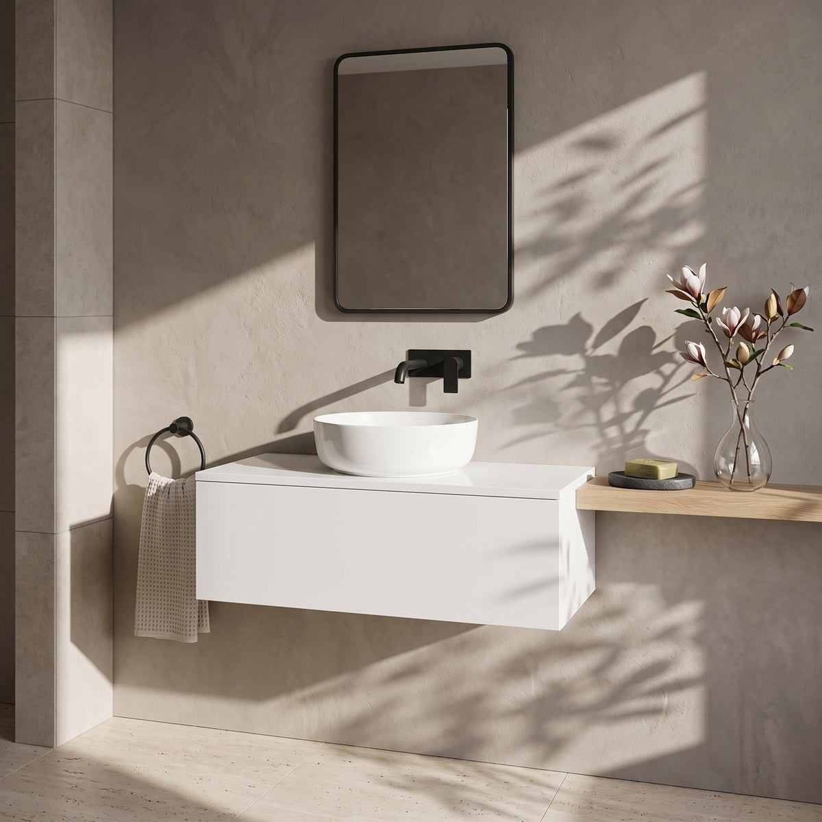 Fairford Linea Gloss White 1200mm Wall Hung Vanity Shelf