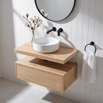 Fairford Linea Oak 800mm Wall Hung Vanity Shelf