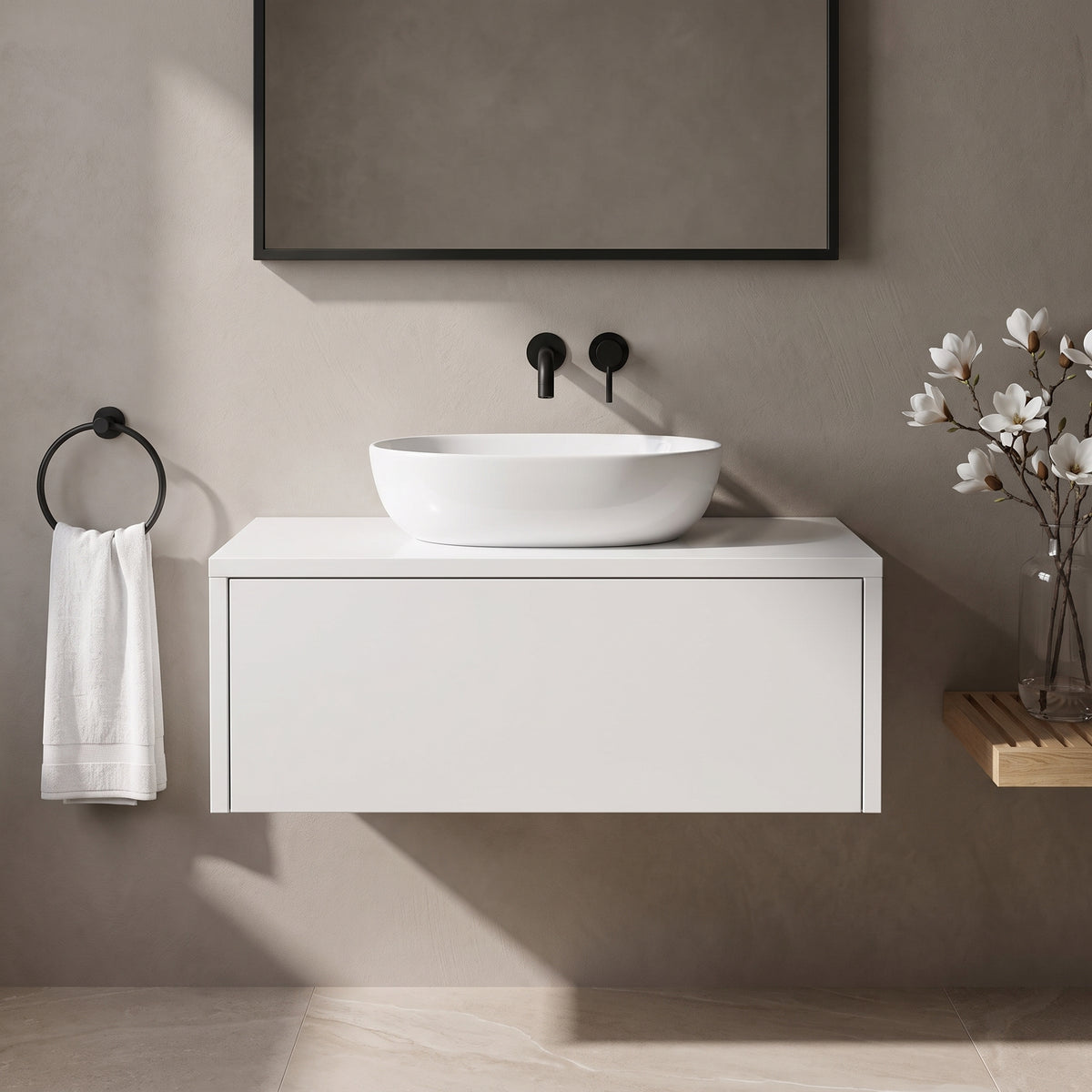 Fairford Linea Gloss White 1200mm Wall Hung Vanity Shelf