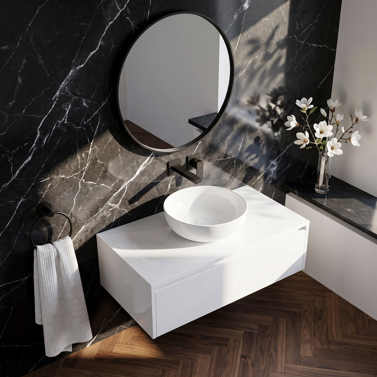 Fairford Linea Gloss White 800mm Wall Hung Vanity Shelf
