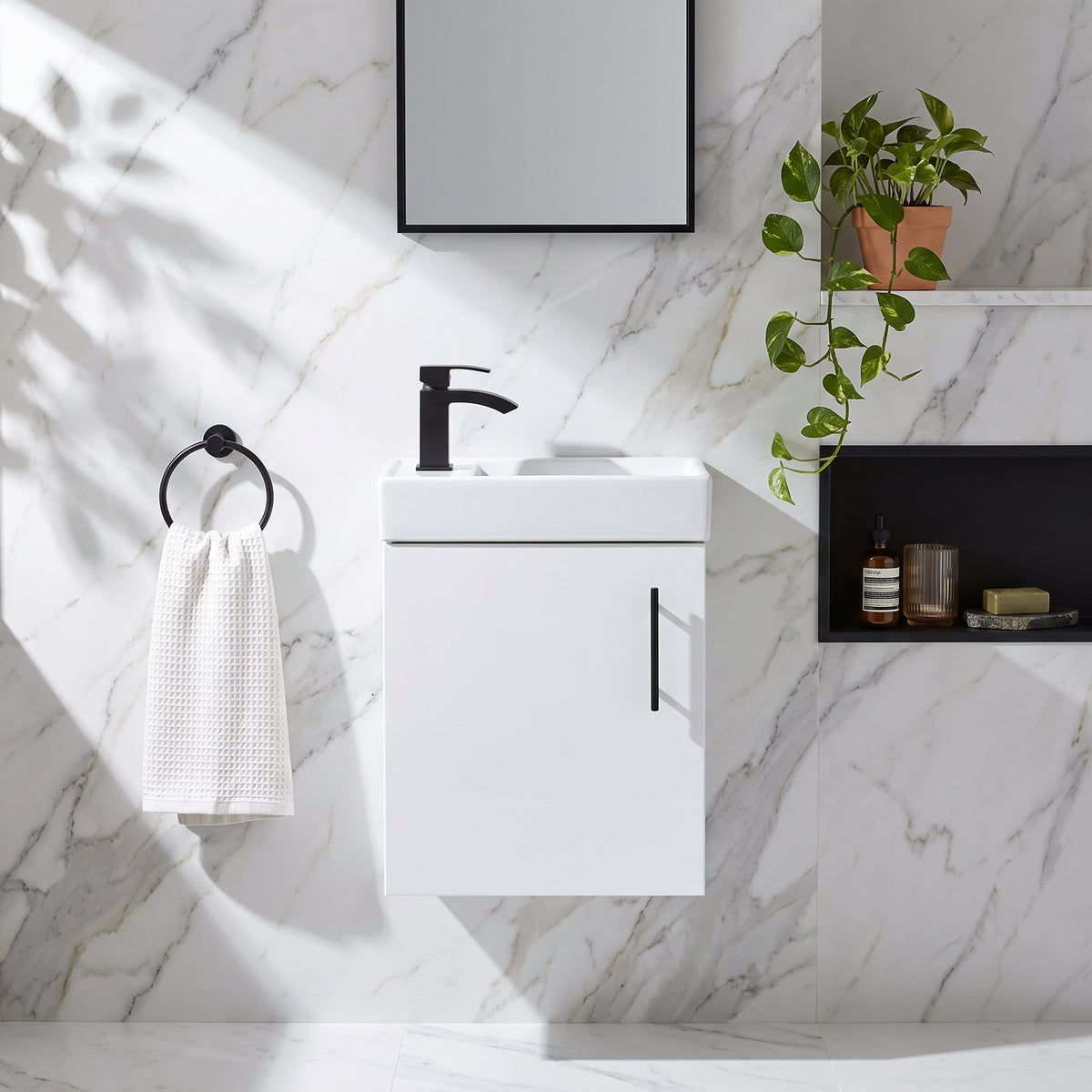 Fairford Minimalist 400mm Gloss White Wall Hung Vanity Unit