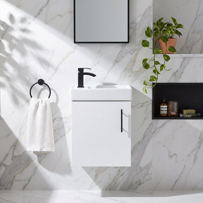 Fairford Minimalist 400mm Gloss White Wall Hung Vanity Unit