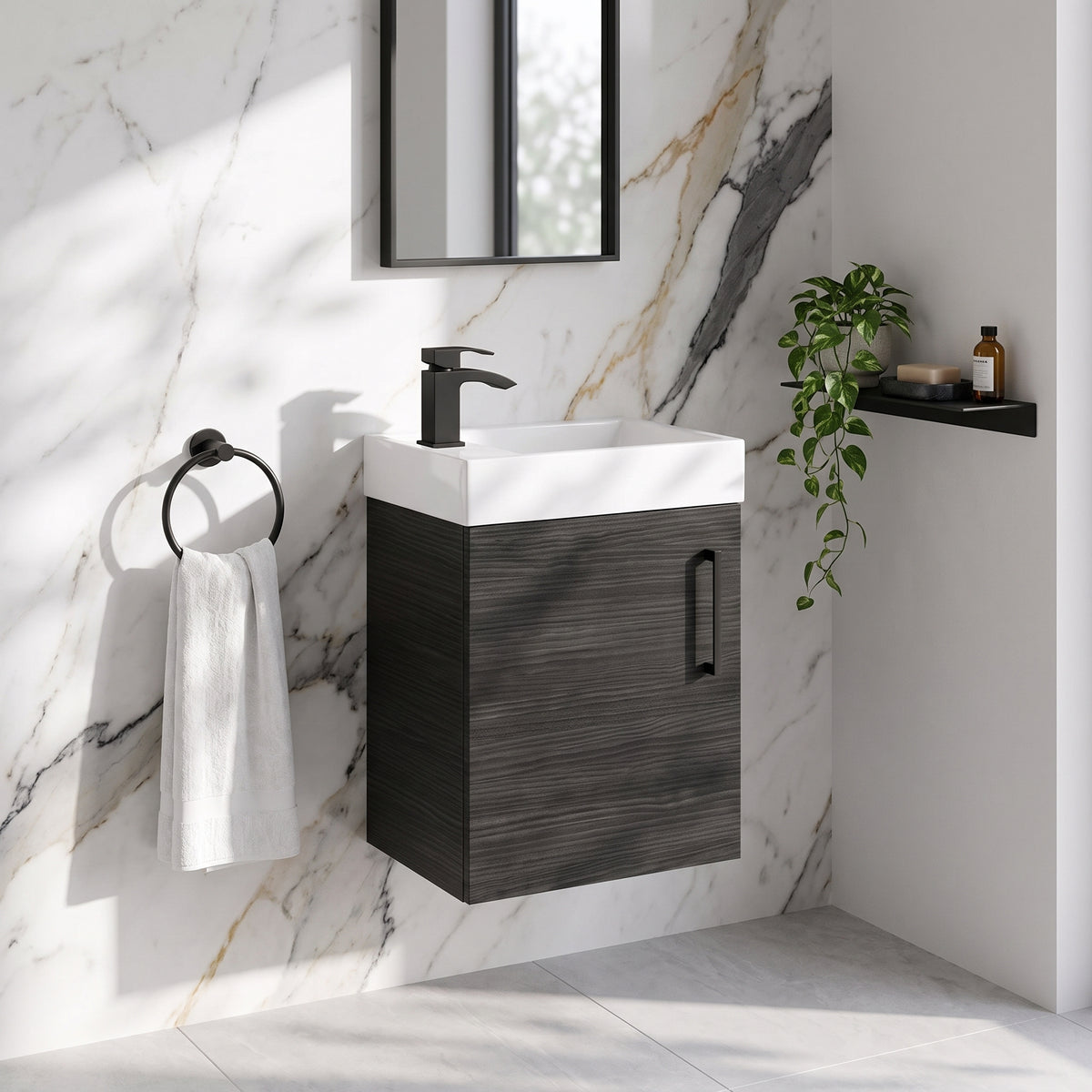 Fairford Minimalist 400mm Hacienda Black Wall Hung Vanity Unit
