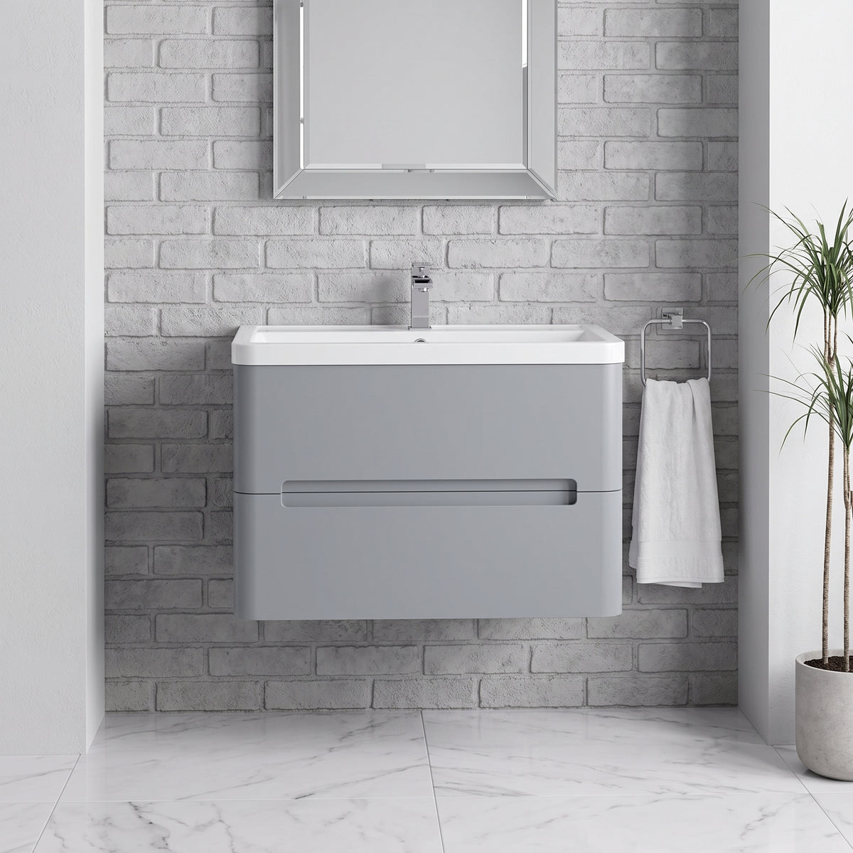Fairford Rox 800mm Satin Grey Wall Hung Vanity Unit