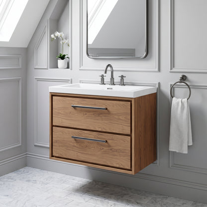 Fairford Tisse Antique Oak 800mm 2 Drawer Wall Hung Vanity Unit with 3 Tap Hole Basin