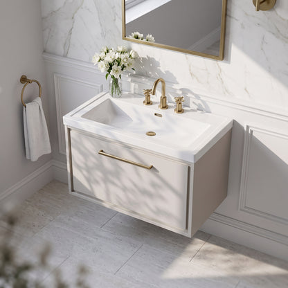 Fairford Tisse Pebble Grey 800mm 1 Drawer Wall Hung Vanity Unit with 3 Tap Hole Basin