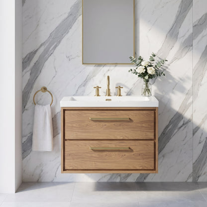 Fairford Tisse Antique Oak 800mm 2 Drawer Wall Hung Vanity Unit with 3 Tap Hole Basin