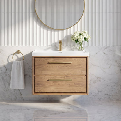 Fairford Tisse Antique Oak 800mm 2 Drawer Wall Hung Vanity Unit with Thin Edged Basin