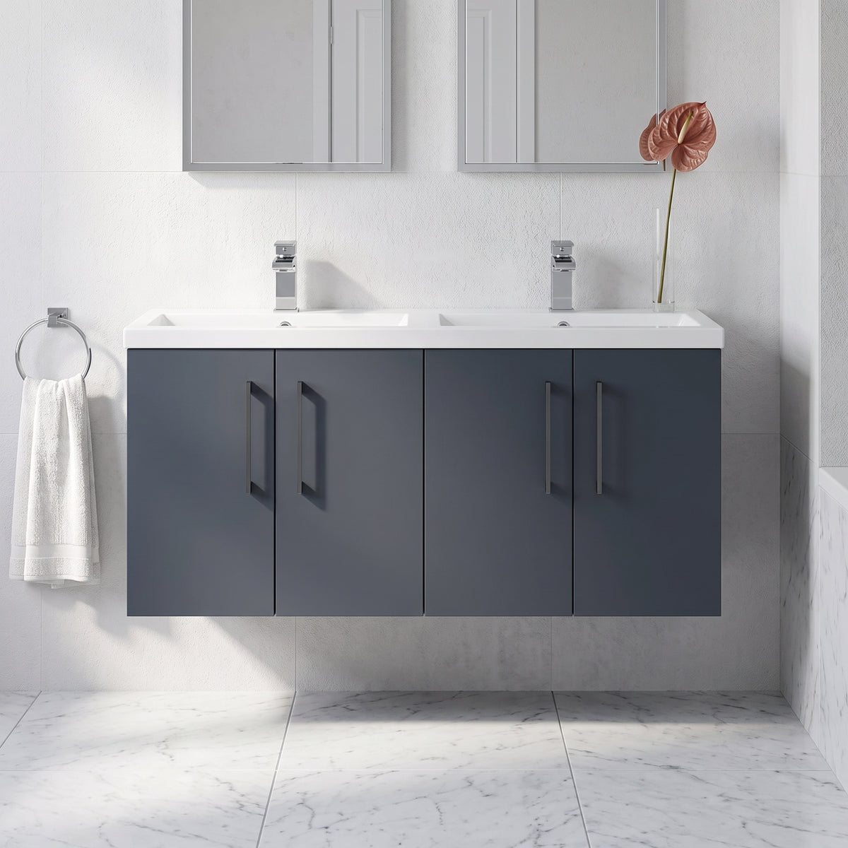 Fairford Aspri Soft Black 1200mm 4 Door Wall Hung Vanity Unit