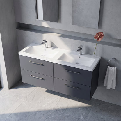 Fairford Aspri Soft Black 1200mm 4 Drawer Wall Hung Vanity Unit
