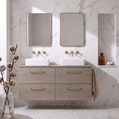 Fairford Aspri Solace Oak 1200mm 4 Drawer Wall Hung Vanity Unit with Worktop