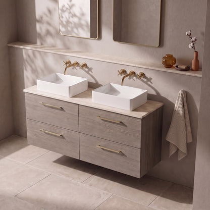 Fairford Aspri Solace Oak 1200mm 4 Drawer Wall Hung Vanity Unit with Worktop