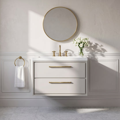 Fairford Tisse Pebble Grey 800mm 2 Drawer Wall Hung Vanity Unit with 3 Tap Hole Basin