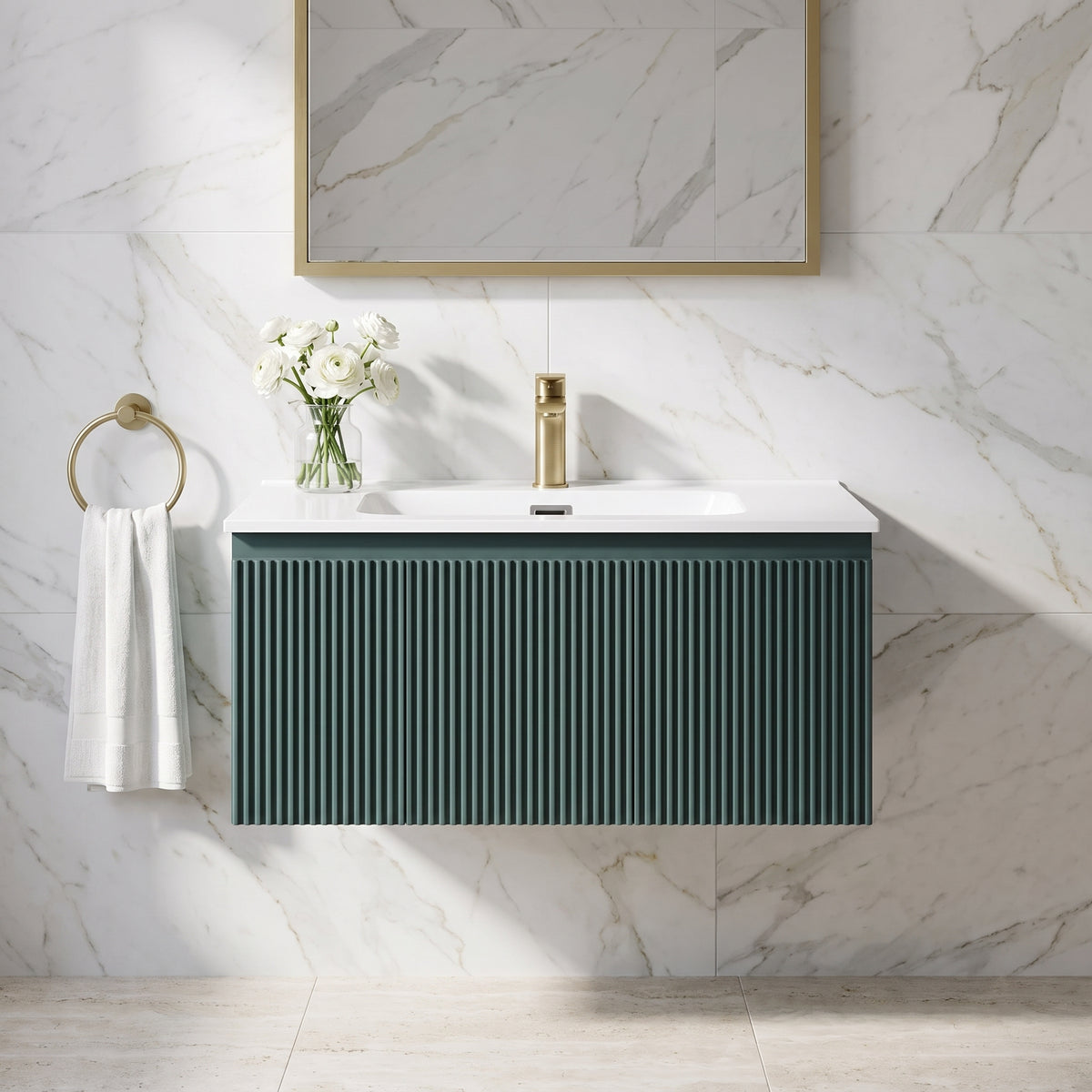 Fairford Sophia Smoked Sage 800mm Wall Hung Vanity Unit with Basin