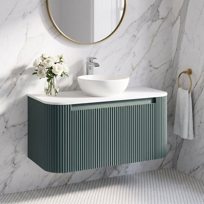 Fairford Sophia Smoked Sage 870mm Wall Hung Vanity Unit with Worktop