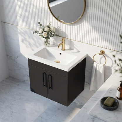 Fairford Aspri Soft Black 600mm 2 Door Wall Hung Vanity Unit