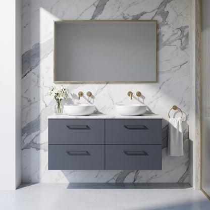 Fairford Aspri Soft Black 1200mm 4 Drawer Wall Hung Vanity Unit with Worktop