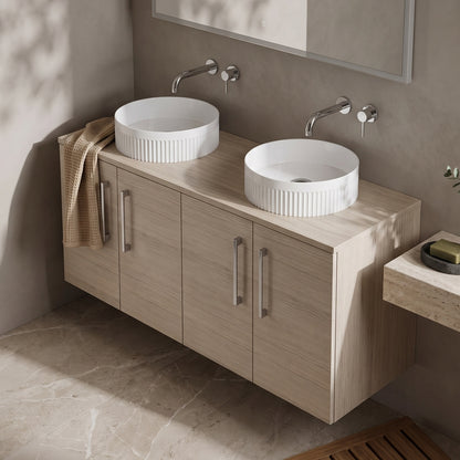 Fairford Aspri Solace Oak 1200mm 4 Door Wall Hung Vanity Unit with Worktop