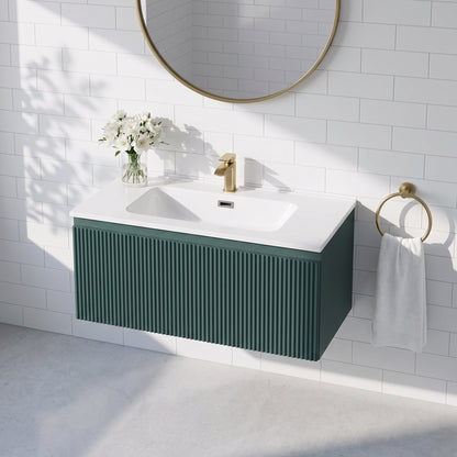 Fairford Sophia Smoked Sage 800mm Wall Hung Vanity Unit with Basin
