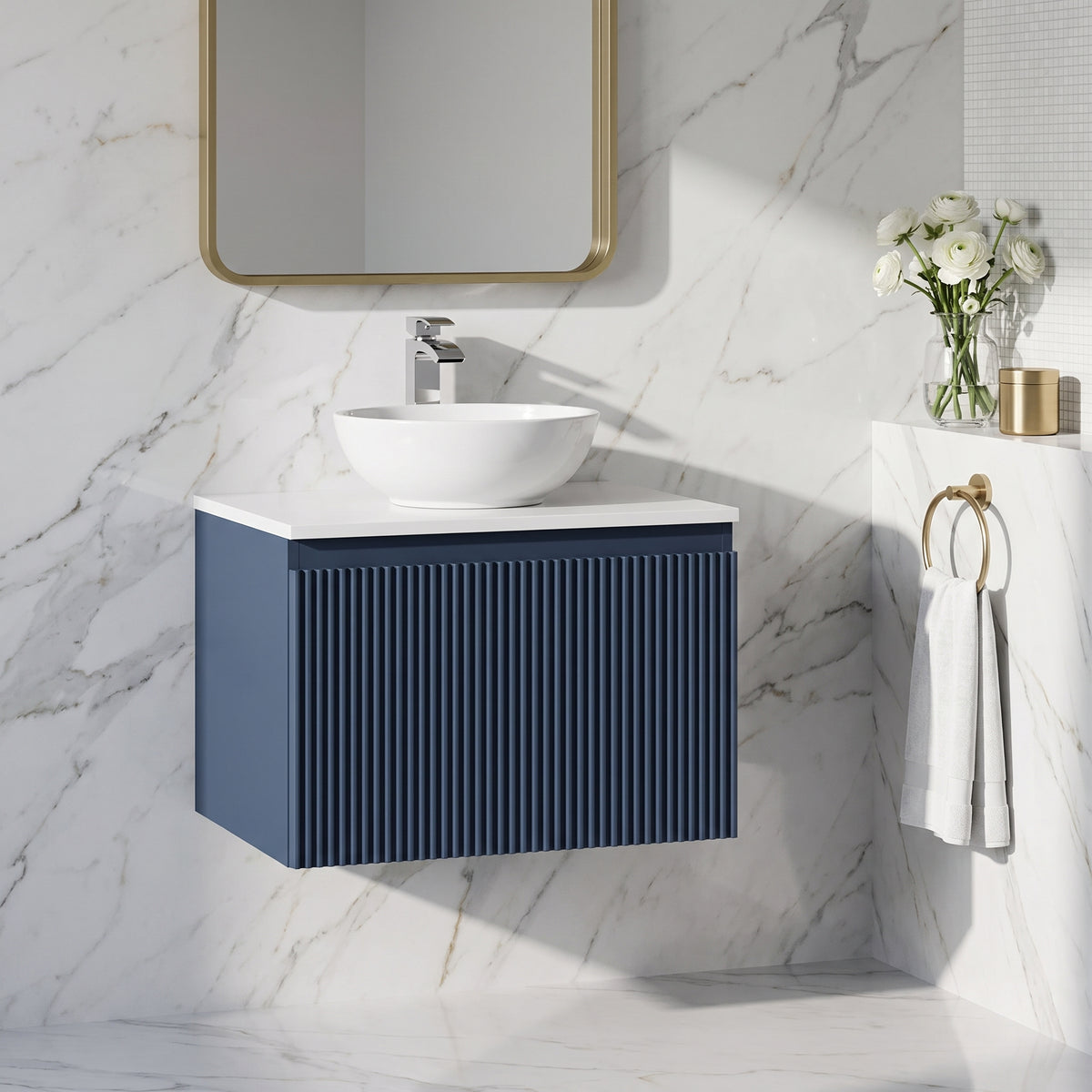 Fairford Sophia Midnight Shadow 600mm Wall Hung Vanity Unit with Worktop