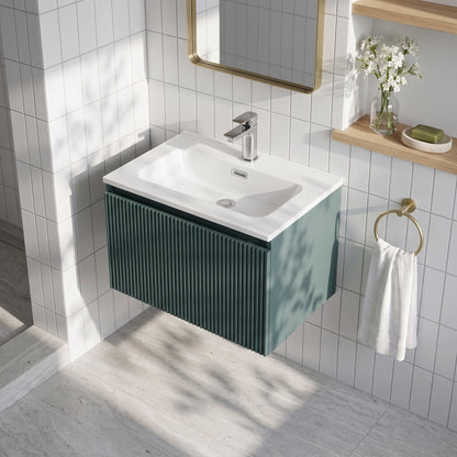Fairford Sophia Smoked Sage 600mm Wall Hung Vanity Unit with Basin