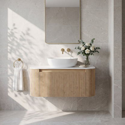 Fairford Sophia Country Oak 870mm Wall Hung Vanity Unit with Worktop