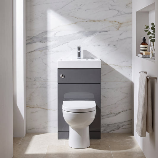 Fairford Carnation 500mm Gloss Grey WC and Basin Combination Unit