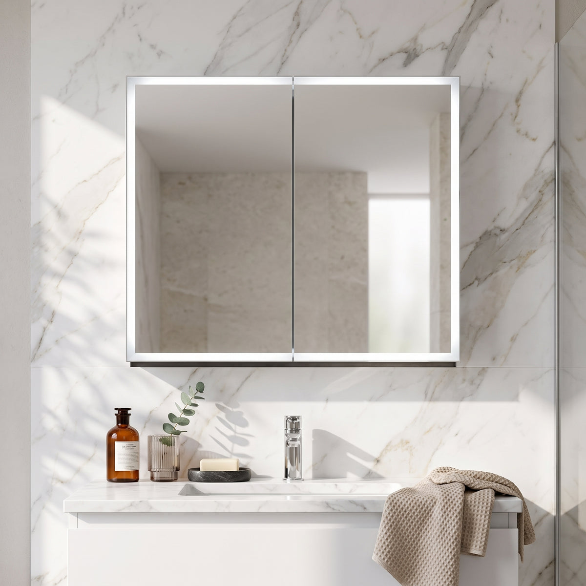 Fairford Mia Double Door Mirror Cabinet - 800mm X 700mm