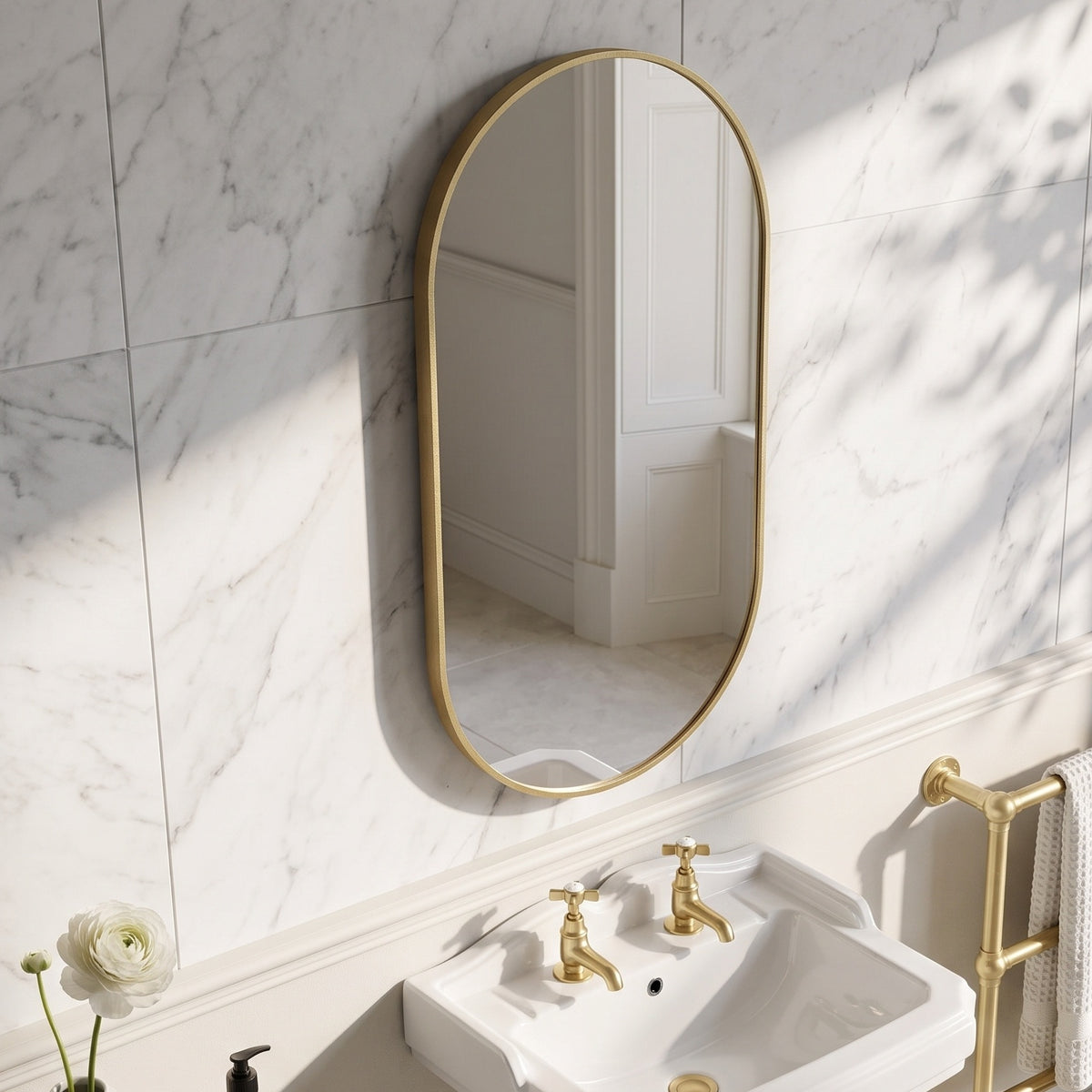 Fairford Velaro Slim Brushed Brass 400 x 800mm Mirror