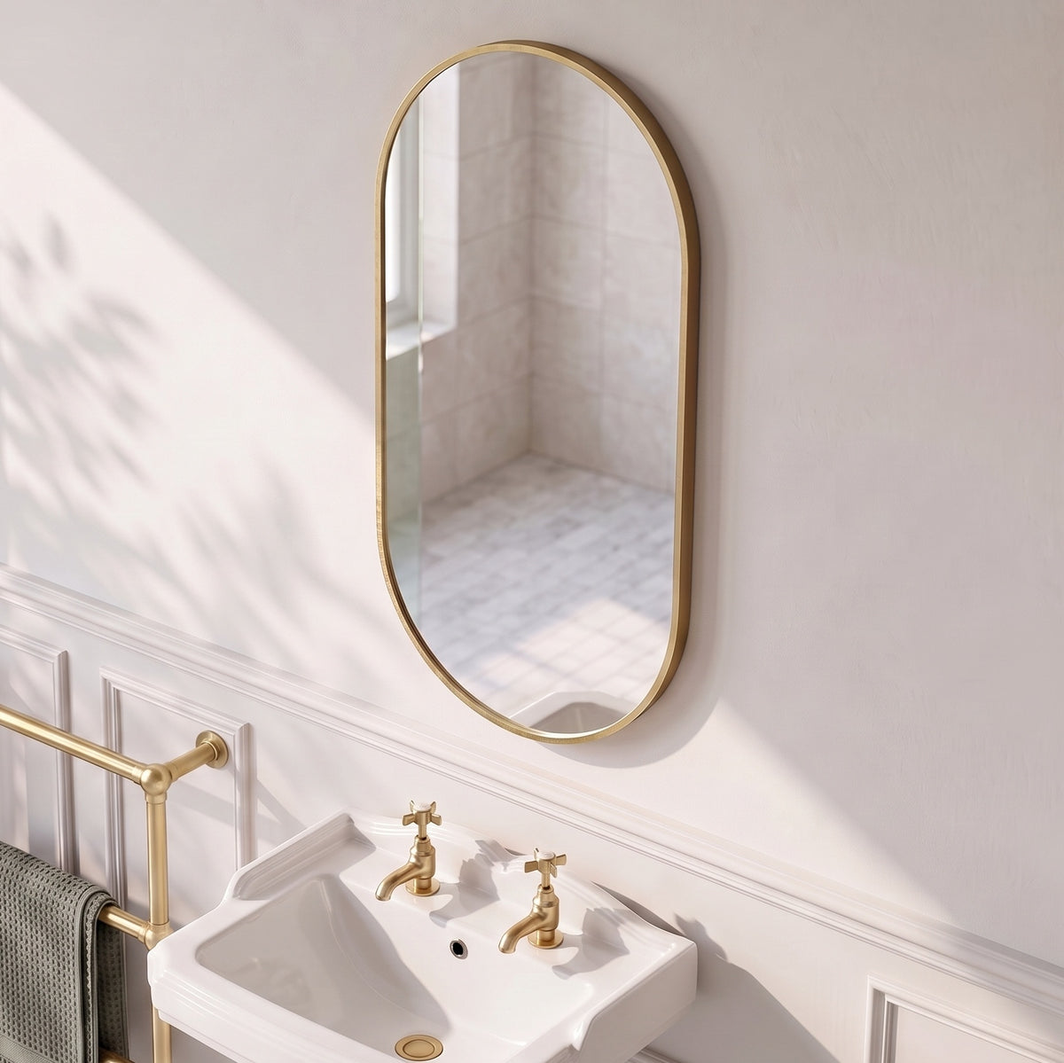 Fairford Velaro Slim Brushed Brass 400 x 800mm Mirror