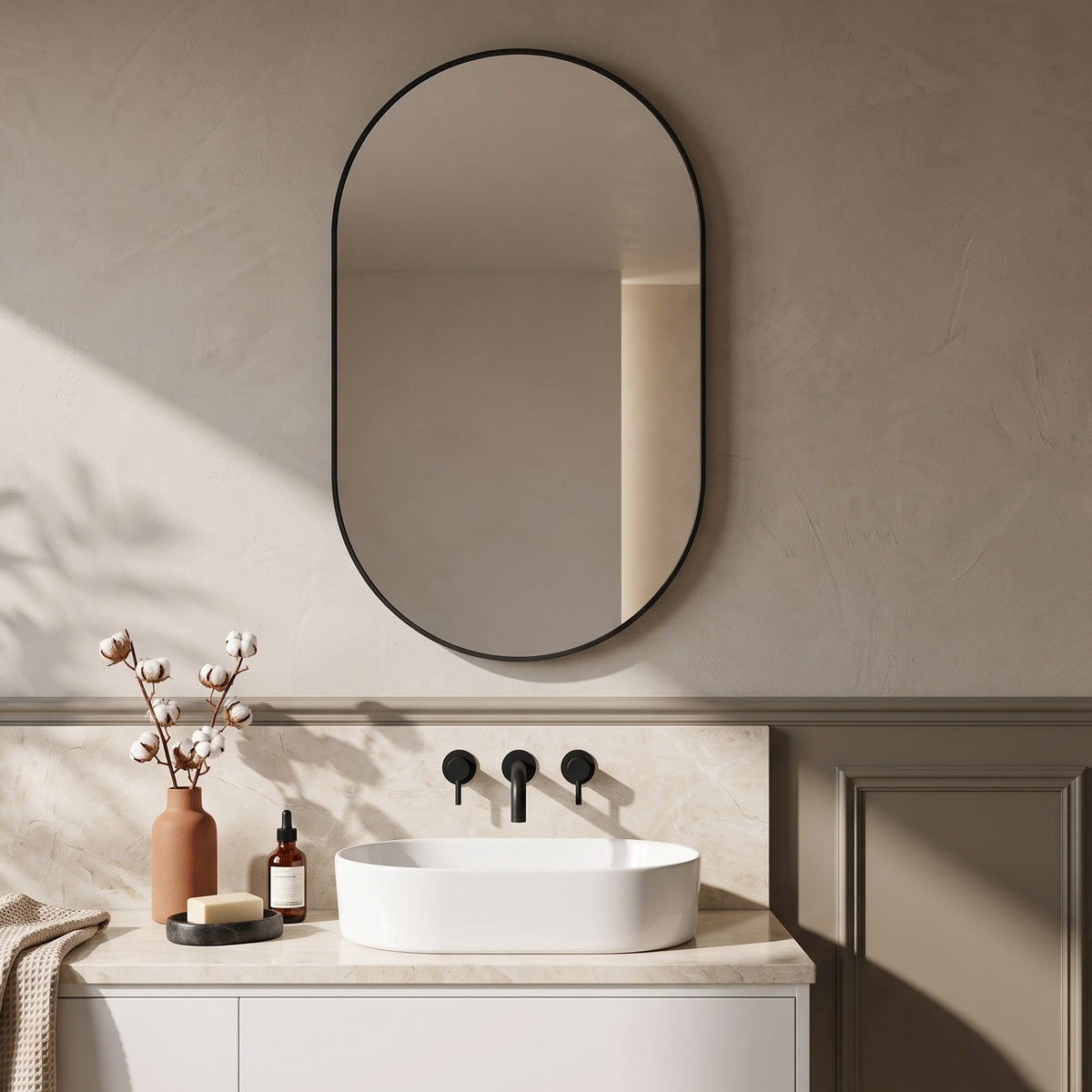 Fairford Velaro Matt Black 500 x 800mm Mirror