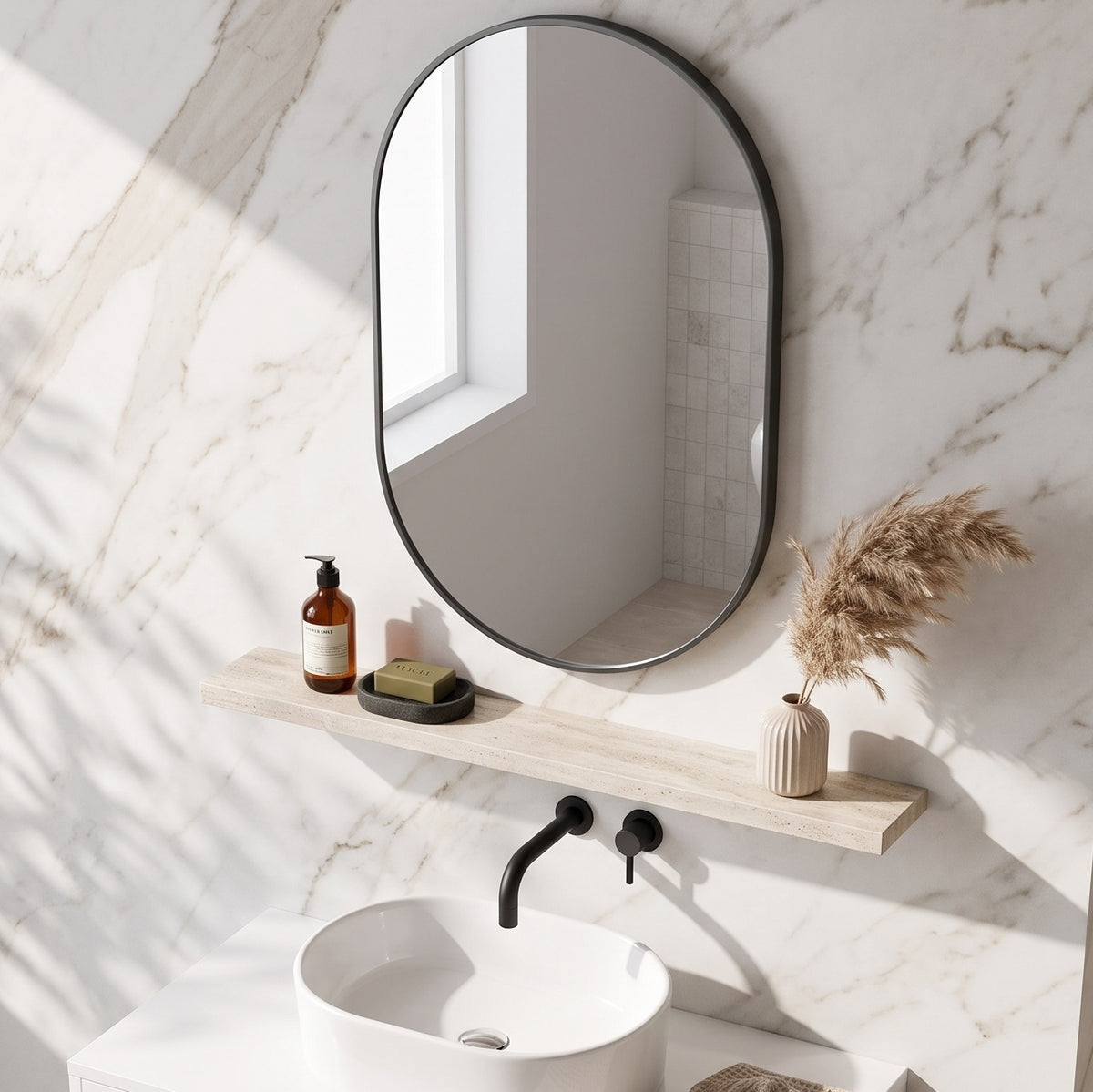 Fairford Velaro Matt Black 500 x 800mm Mirror