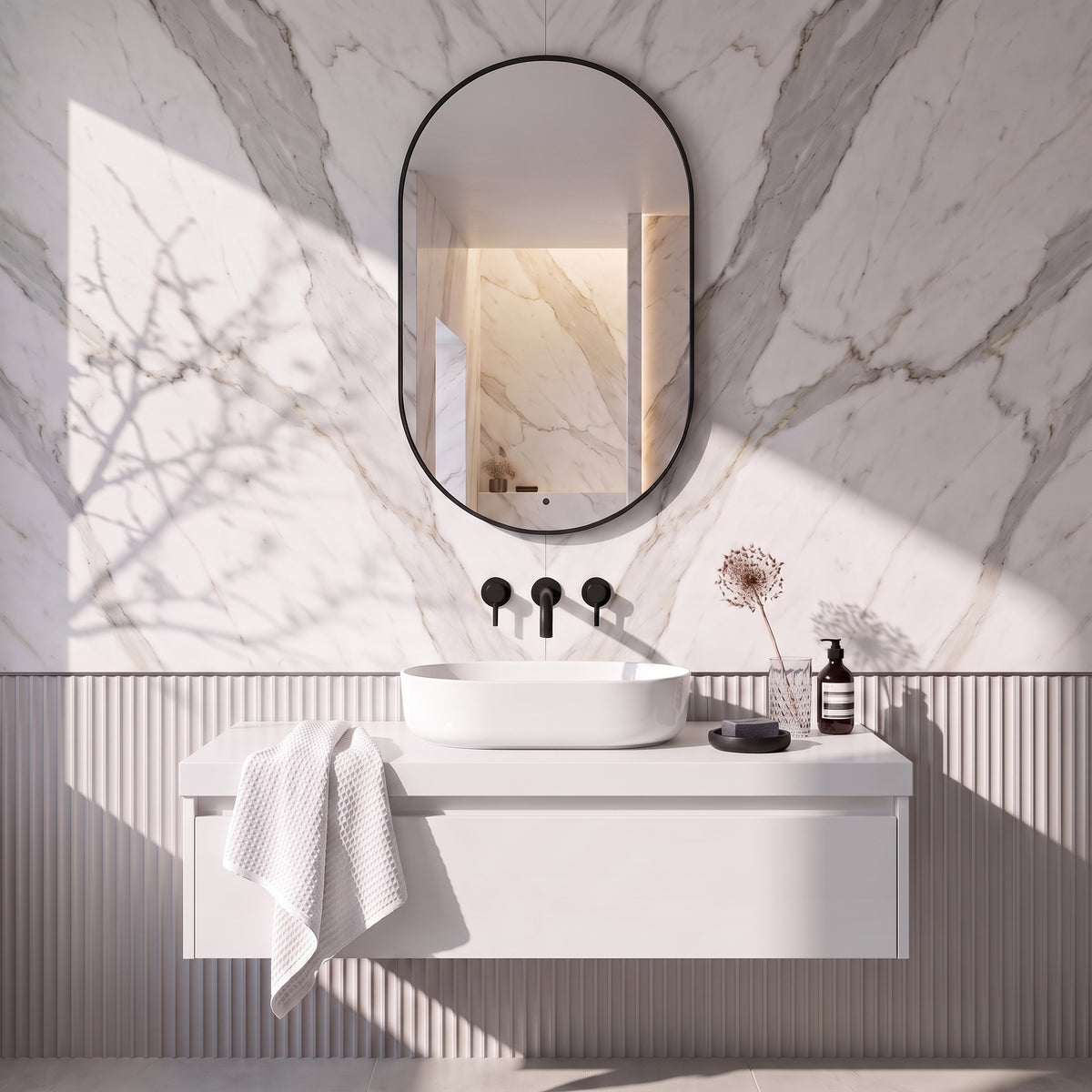 Fairford Velaro Matt Black 500 x 800mm Mirror