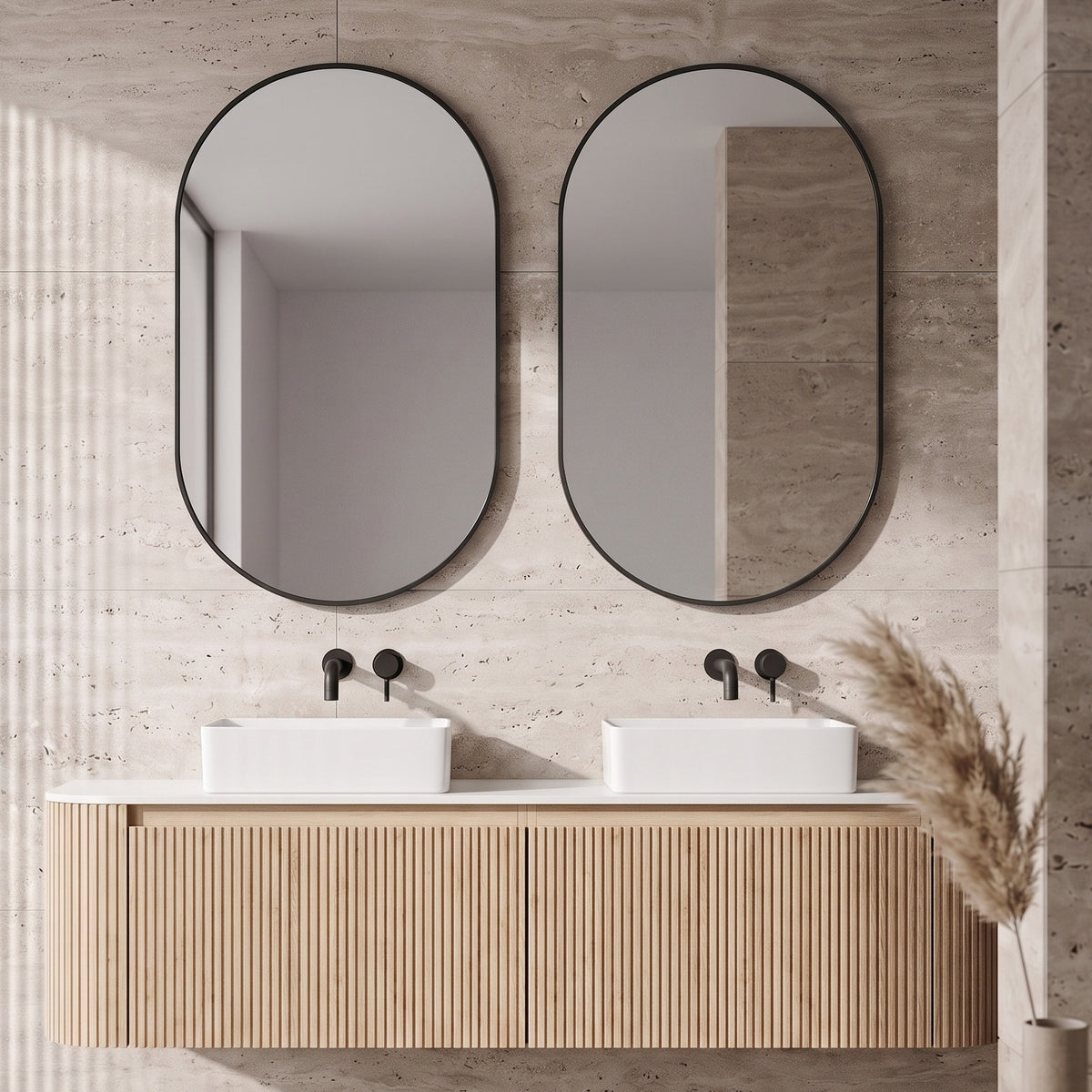 Fairford Velaro Slim Matt Black 400 x 800mm Mirror