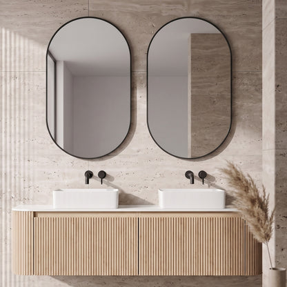 Fairford Velaro Slim Matt Black 400 x 800mm Mirror