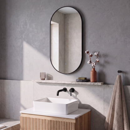 Fairford Velaro Slim Matt Black 400 x 800mm Mirror