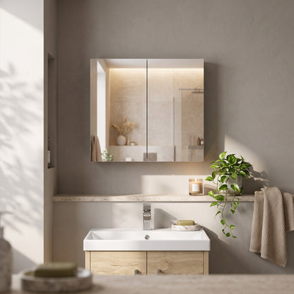 Fairford Union 800mm Grey Gloss Double Door Mirror Cabinet