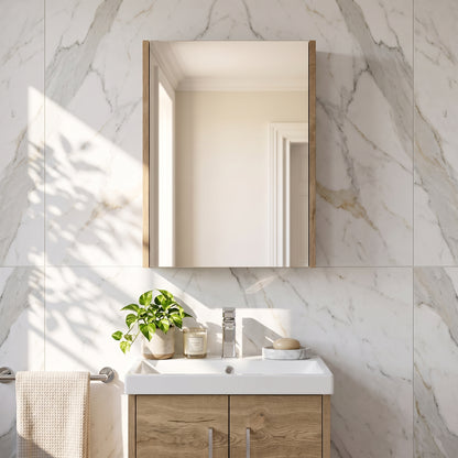 Fairford Union Style Slab Dark Oak 400mm Mirror Cabinet