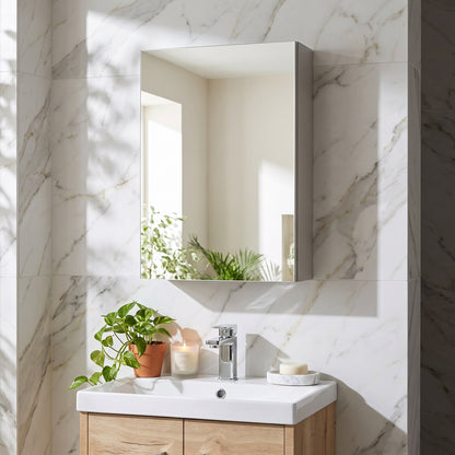 Fairford Union Style Slab Matt Stone Grey 400mm Mirror Cabinet