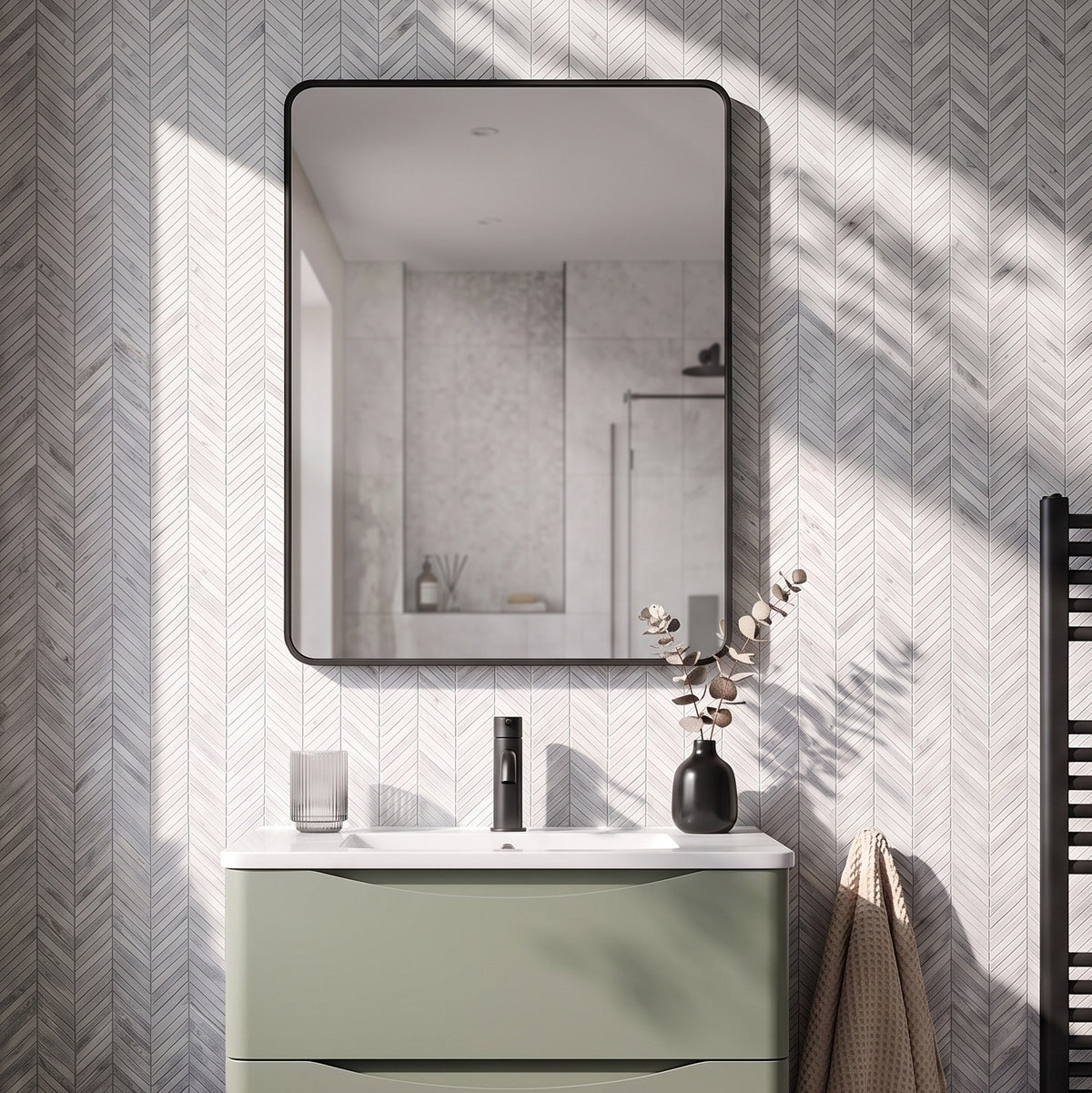 Fairford Montari 600 Matt Black 600 x 800mm Mirror