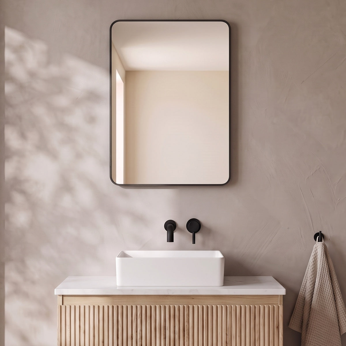 Fairford Montari 500 Matt Black 500 x 700mm Mirror