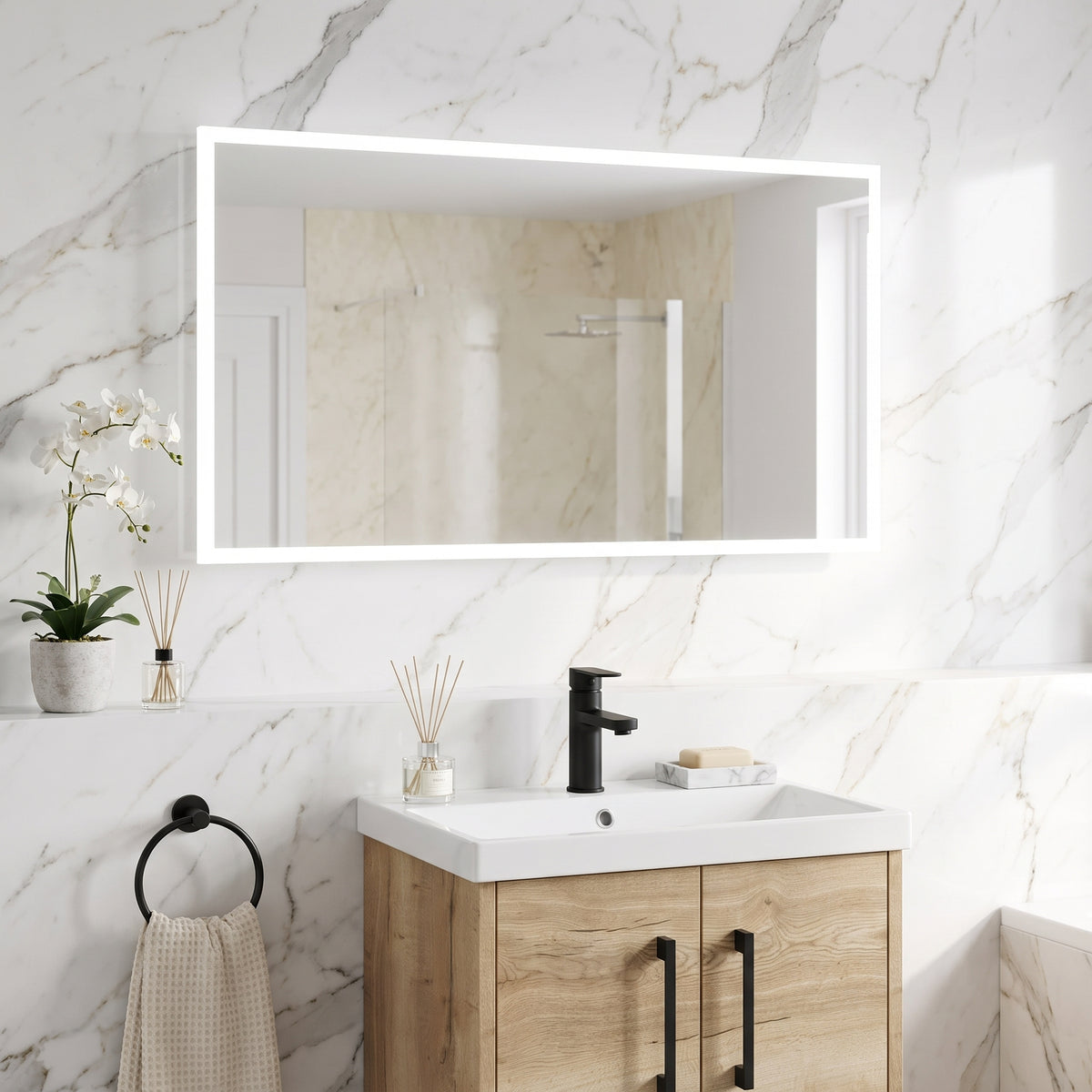 Fairford Mosca Led Mirror With Demister Pad And Shaver Socket - 1200mm X600mm