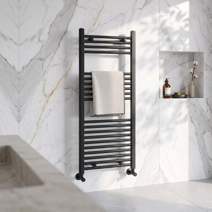 Fairford 400 x 1200mm Straight Matt Black Towel Rail