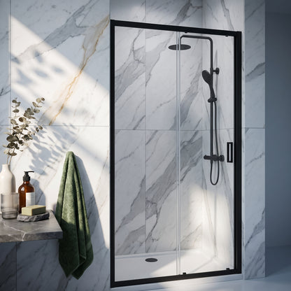 Fairford 6mm, 1400mm Matt Black Sliding Shower Door