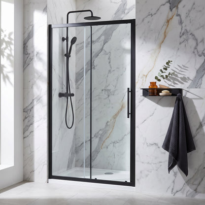 Fairford Pro 8mm 1700mm Matt Black Sliding Shower Door