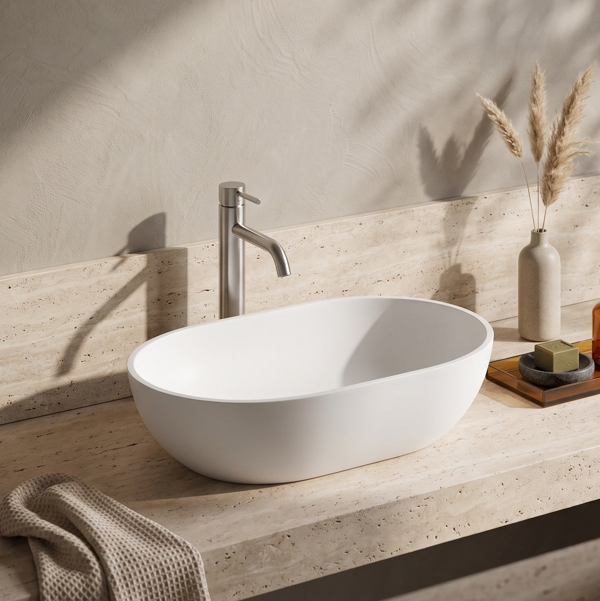 Fairford Neo 560mm Counter Top Basin - Matt White
